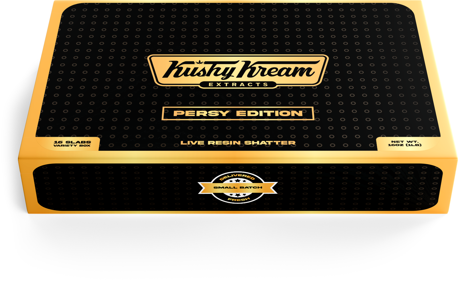 Kushy Kream Persy Edition Live Resin Shatter master box — 16-slab variety box